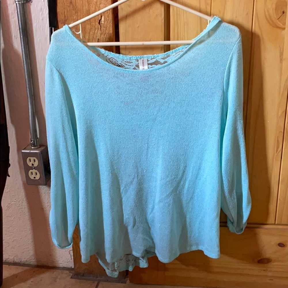 Blue lace back sweater